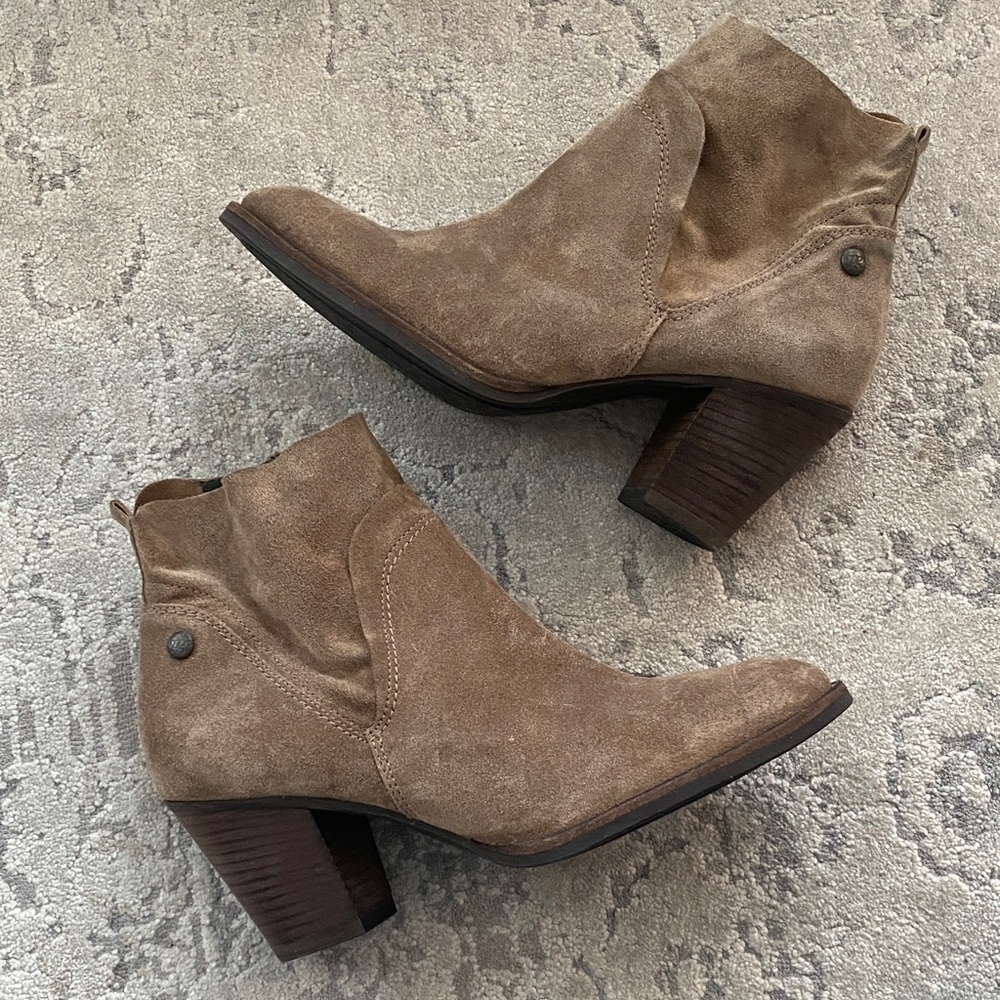 Paul Green Brown Suede Ankle Booties - Picture 2 of 6